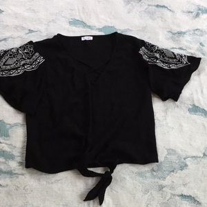 Black boho  Love Fire top